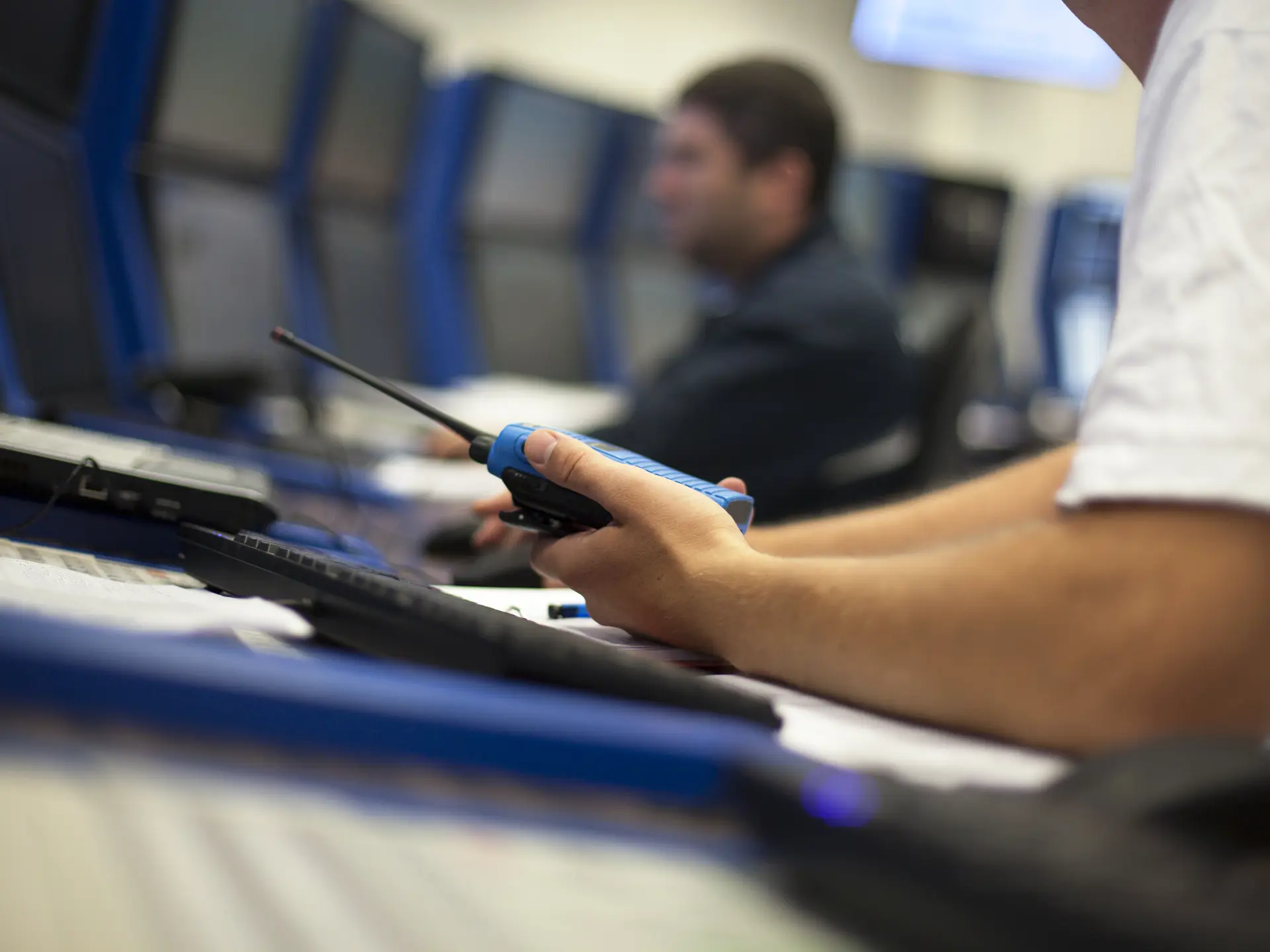 man working with classified information