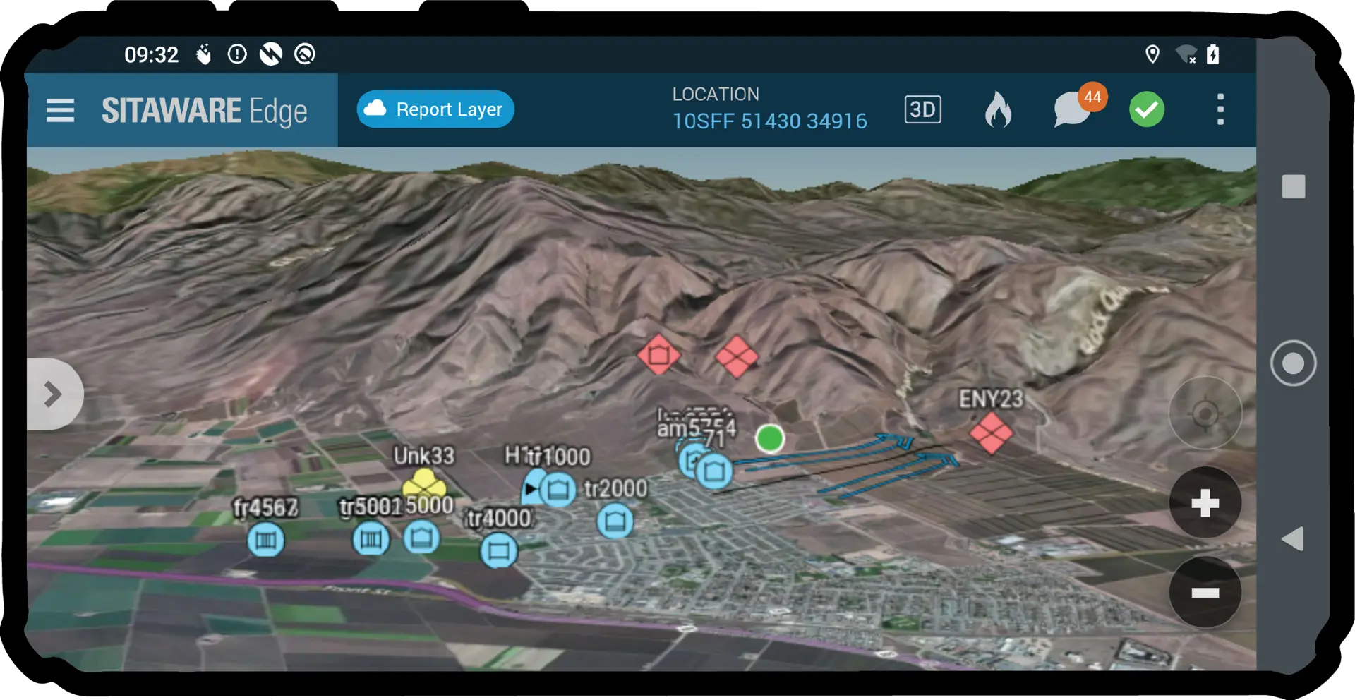 Sitaware Edge 3.3 Rugged Smartphone 3D Map Screenshot