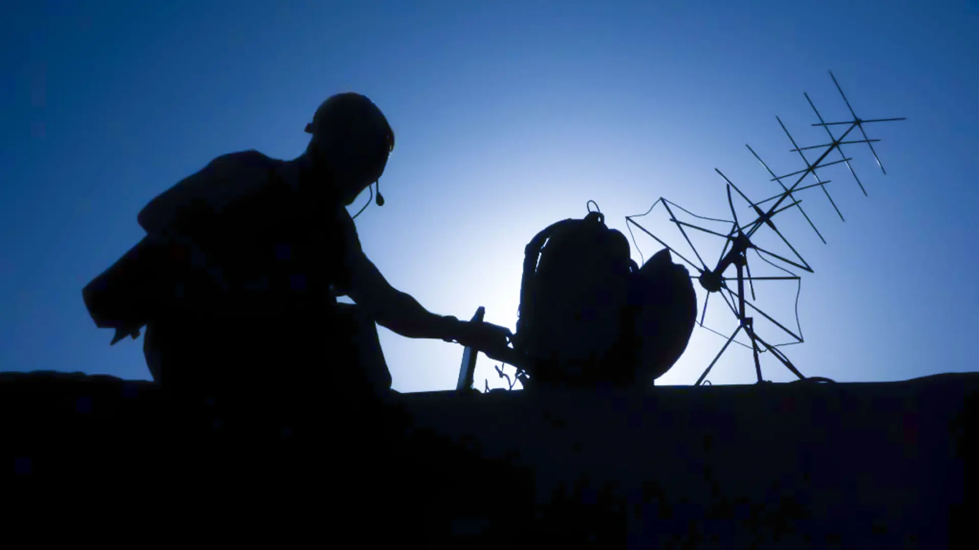 Special Forces Soldier With Satellite Radio Equipment