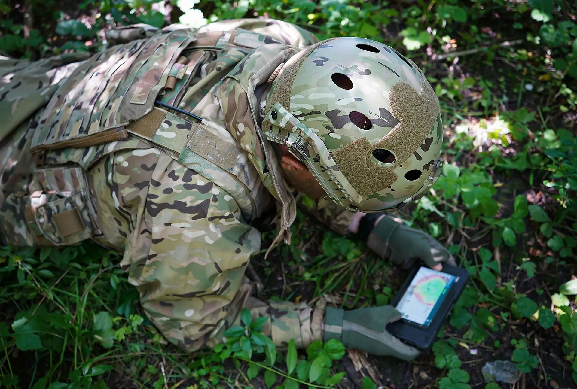 Soldier With Sitaware Edge In Woods