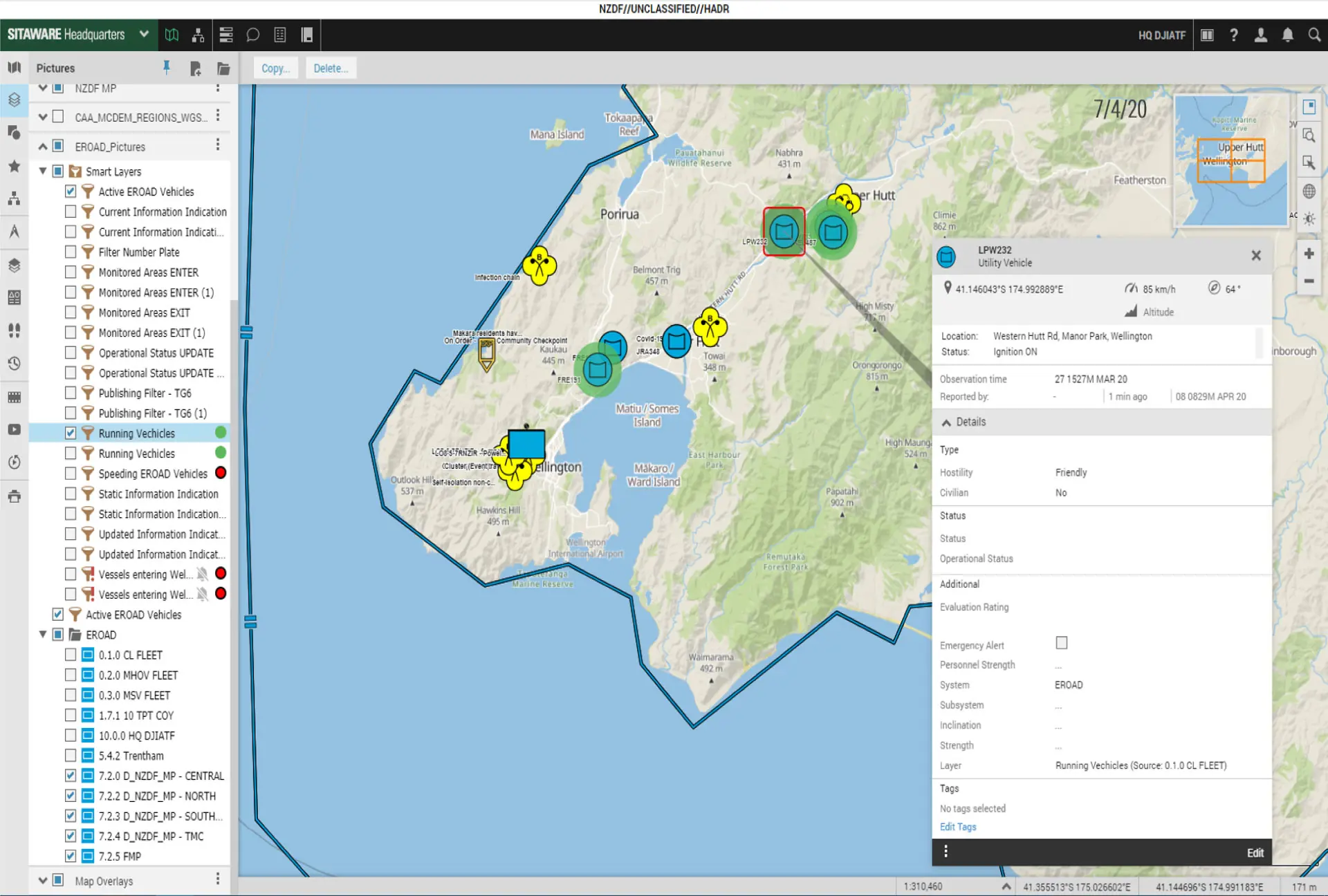 Screen of Sitaware used as innovative response to COVID 19 Pandemic in NZDF