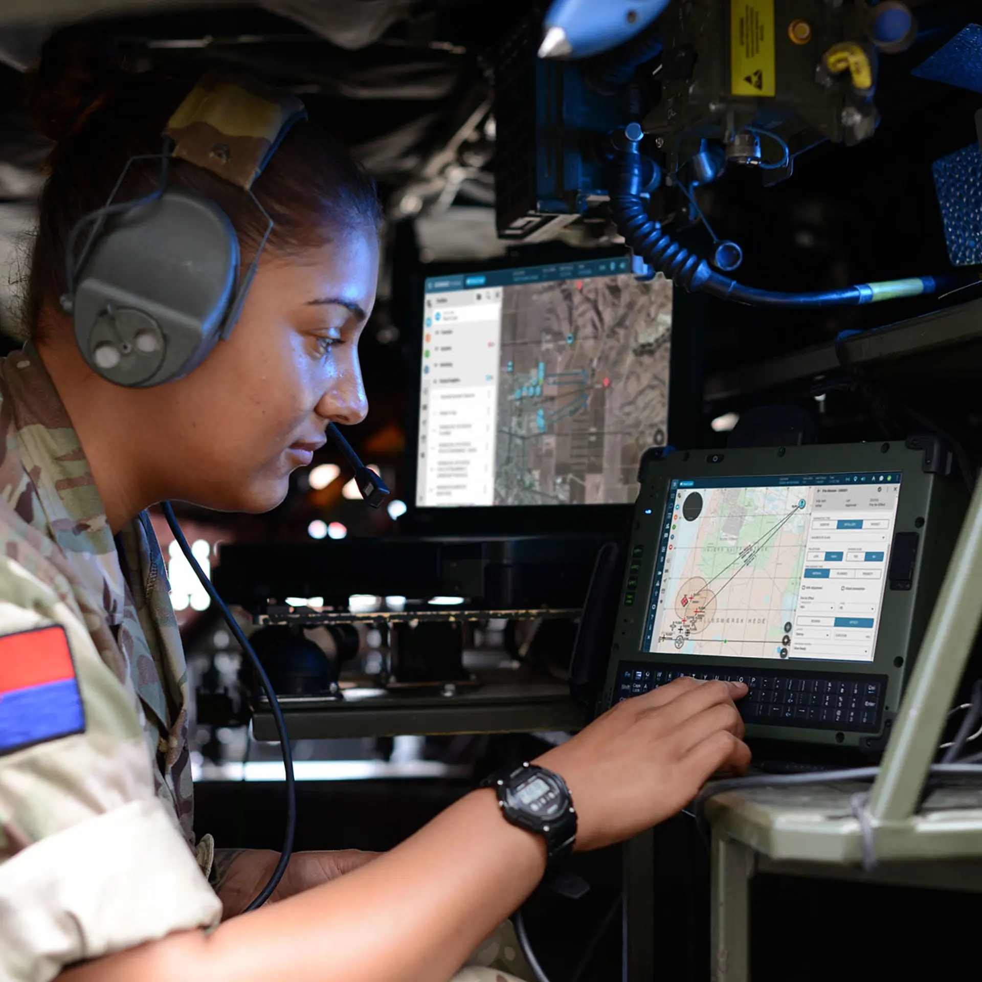 Staff Working In Sitaware Frontline In Vehicle