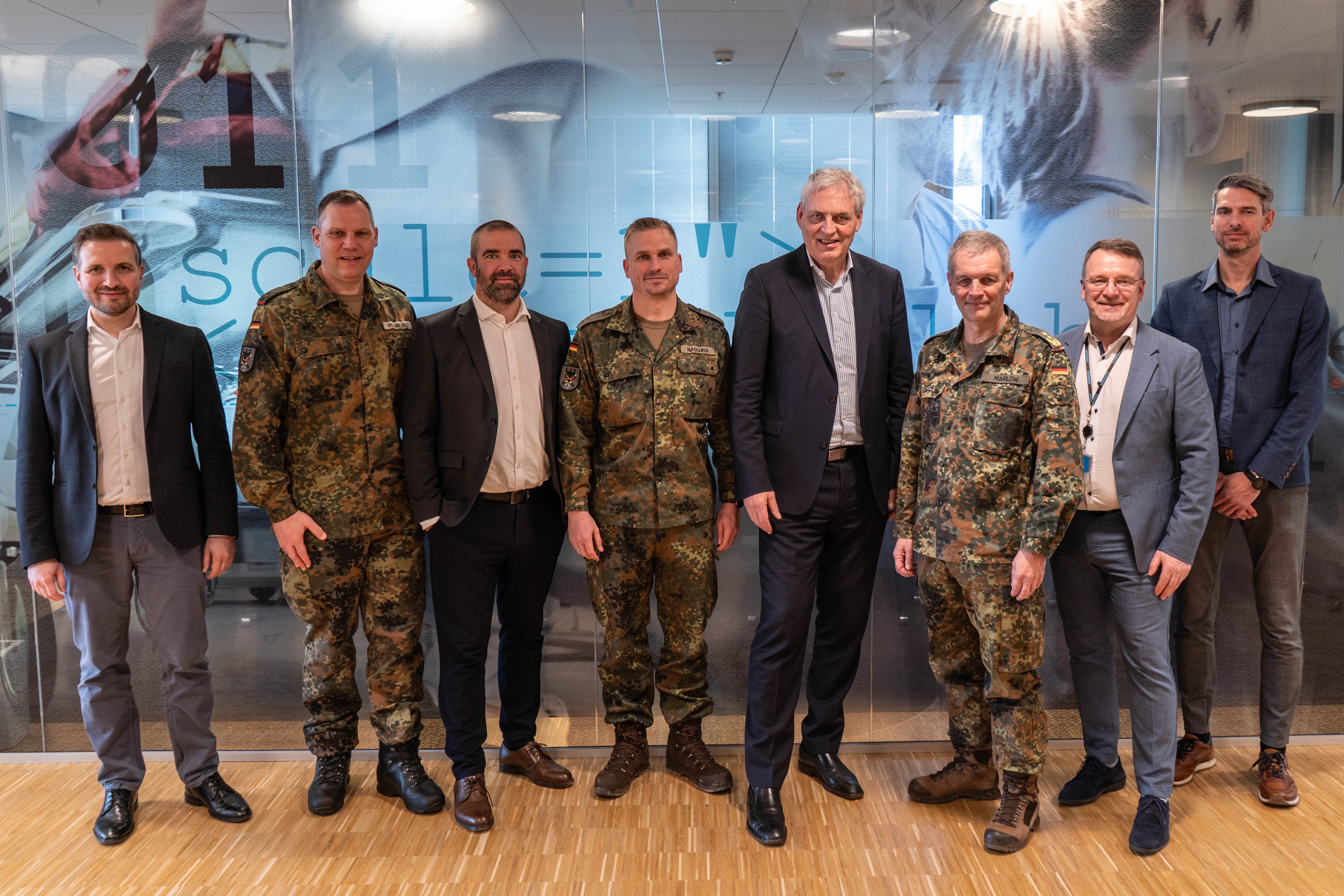 Lt Gen Andreas Marlow visits Systematic HQ and is welcomed by Michael Holm and Nikolaj Bramsen.