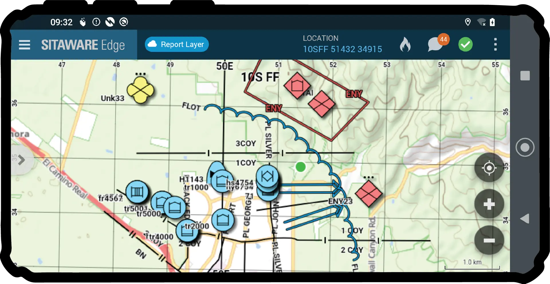 Sitaware Edge 3.3 Rugged Smartphone Symbol Alignment Screenshot