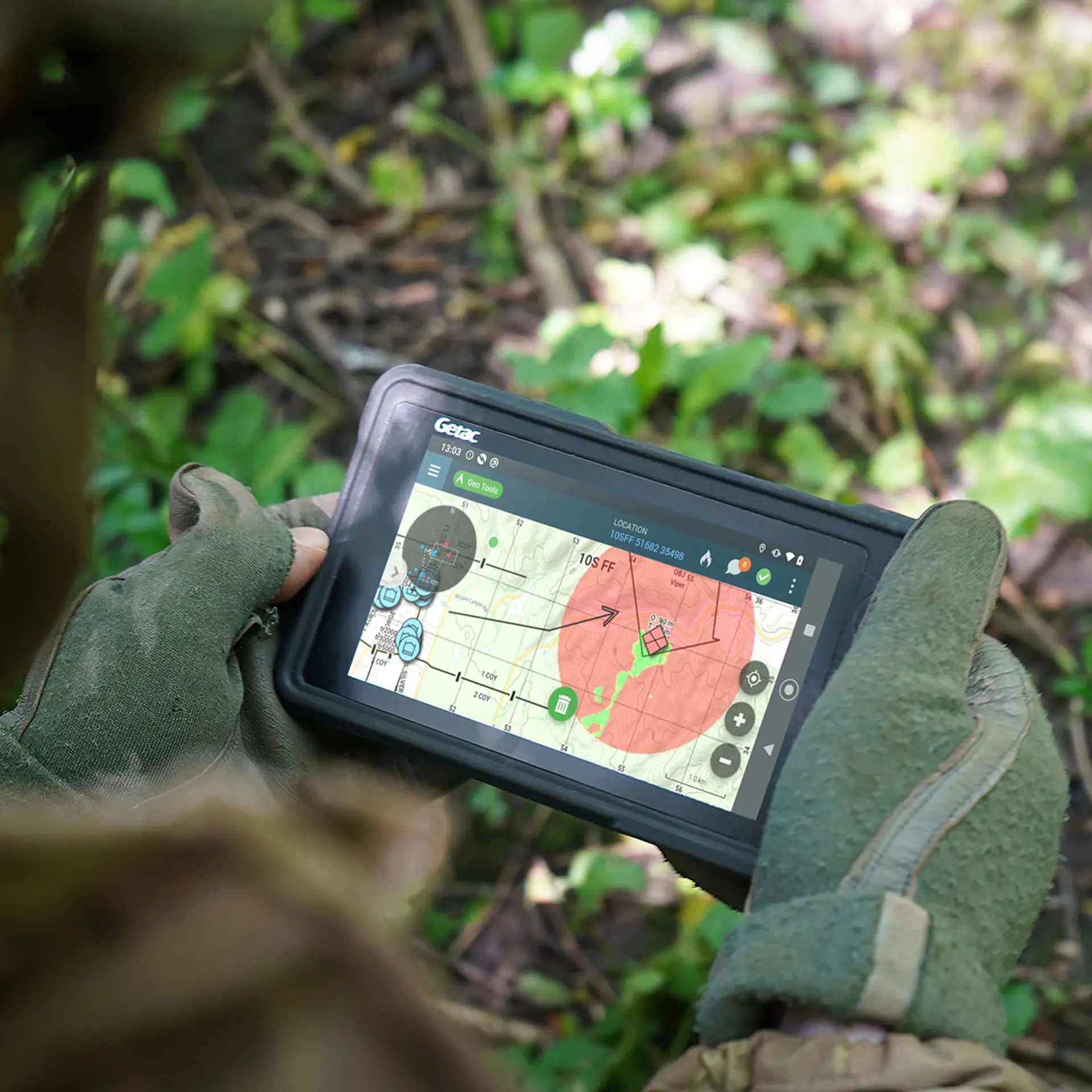 Soldier On The Ground Holding Sitaware Edge Device
