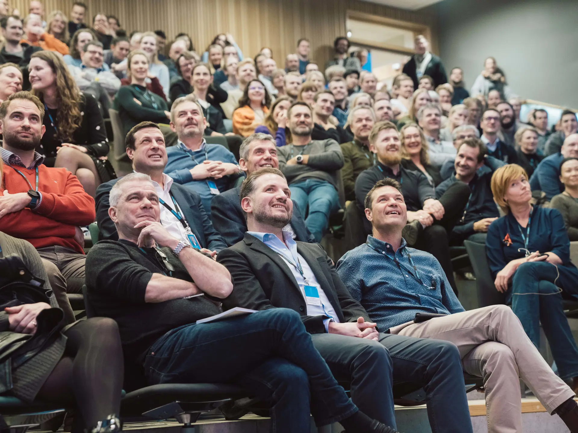 Employees gathered in auditorium