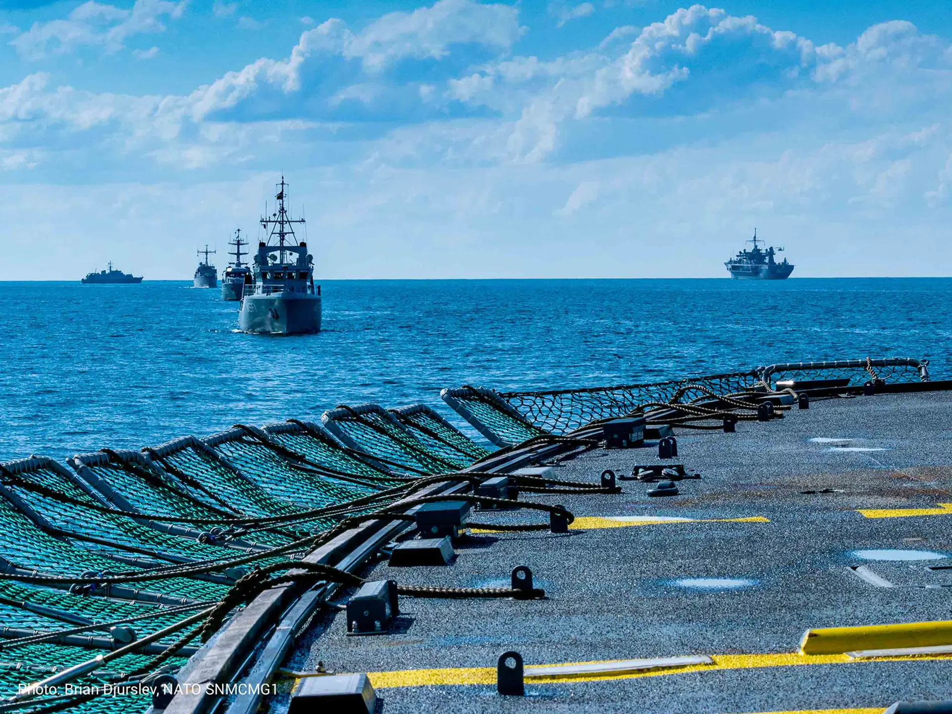 Ships In Formation On Open Water
