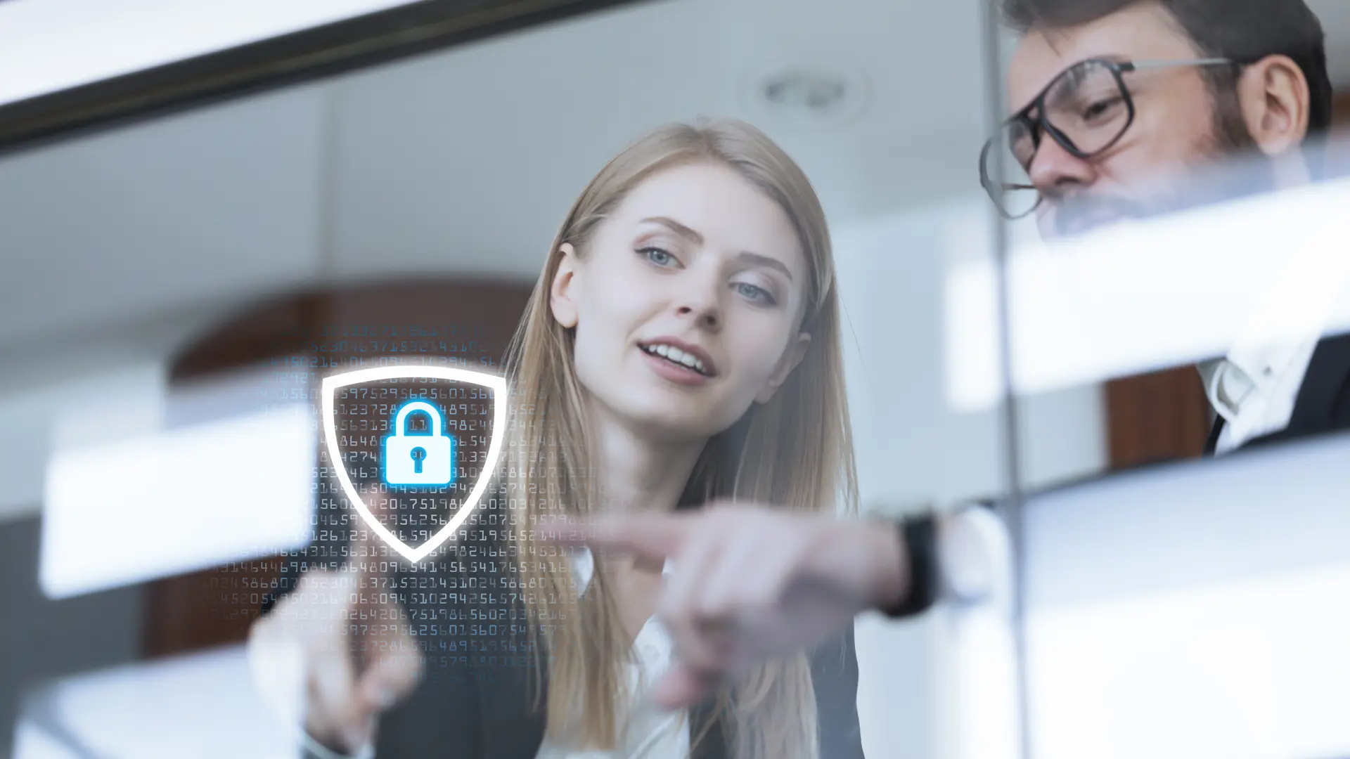 White Collars Pointing To Virtual Icon About Security