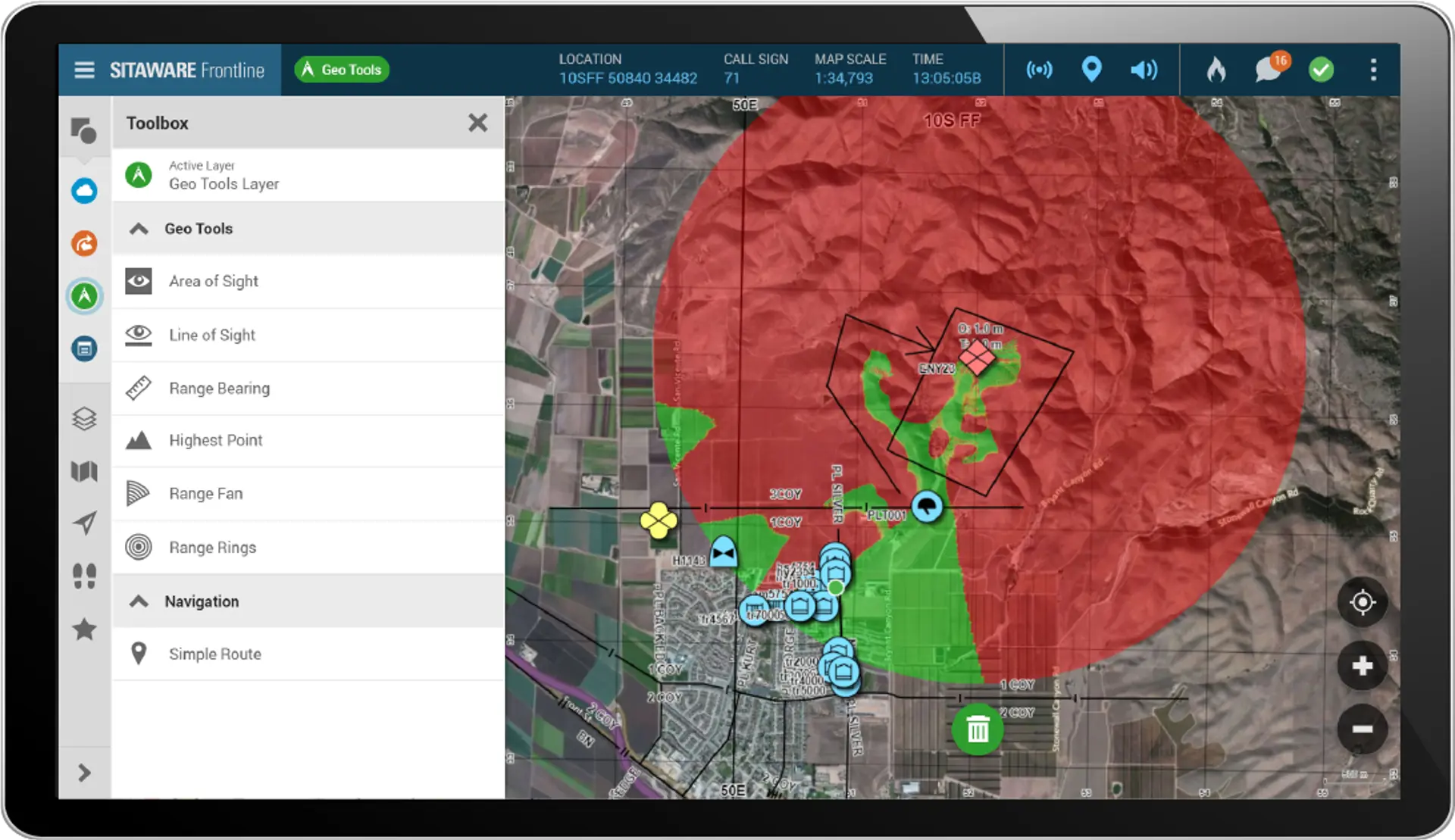 Tablet with SitaWare Frontline 3.3 Area Of Sight Mockup