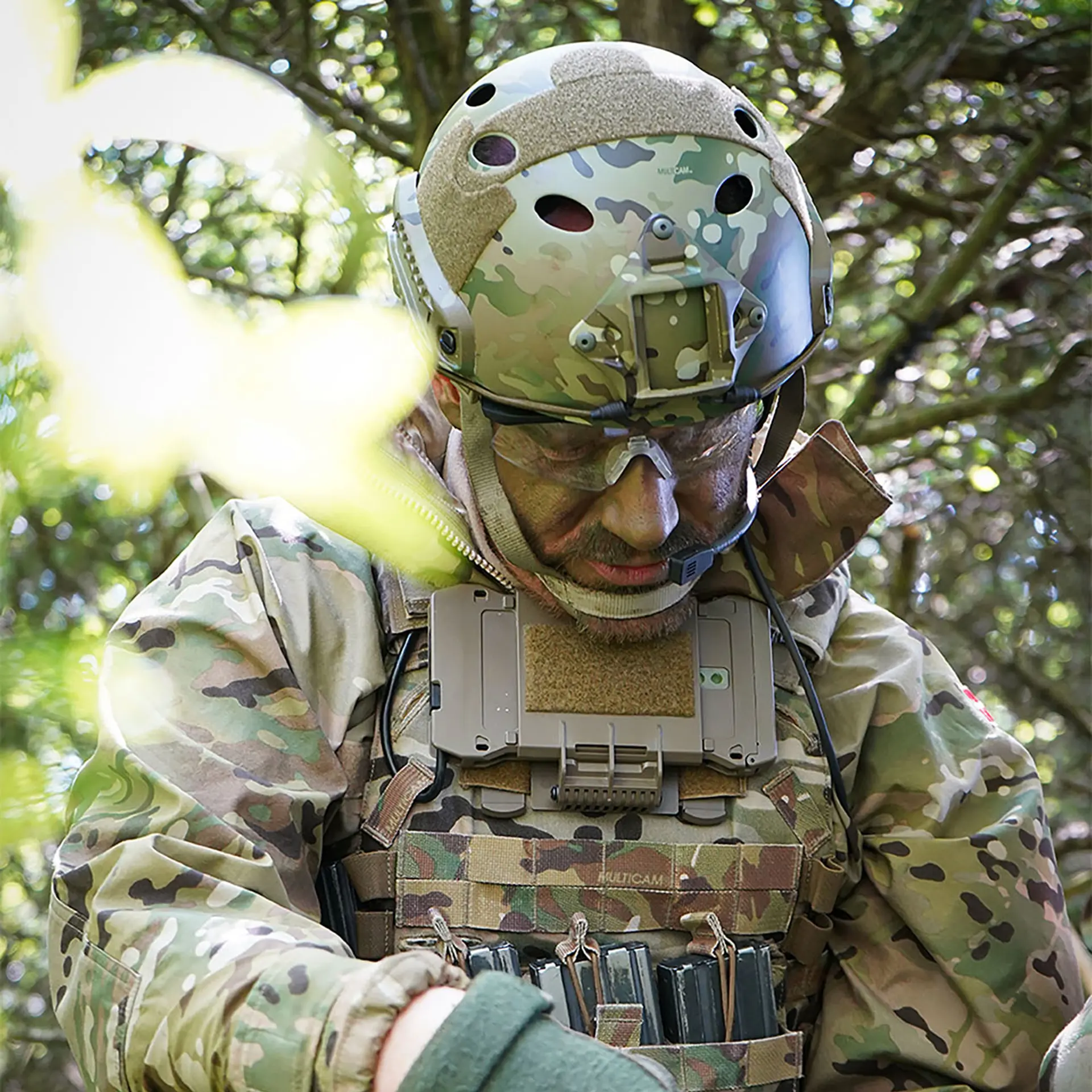 Soldier With Sitaware Edge In Woods