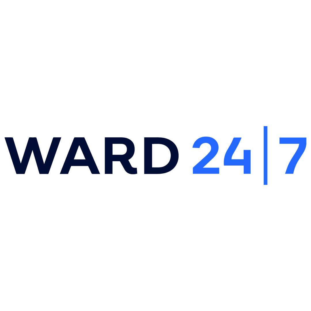 Ward 24/7 logo in dark blue and blue text, a technology partner
