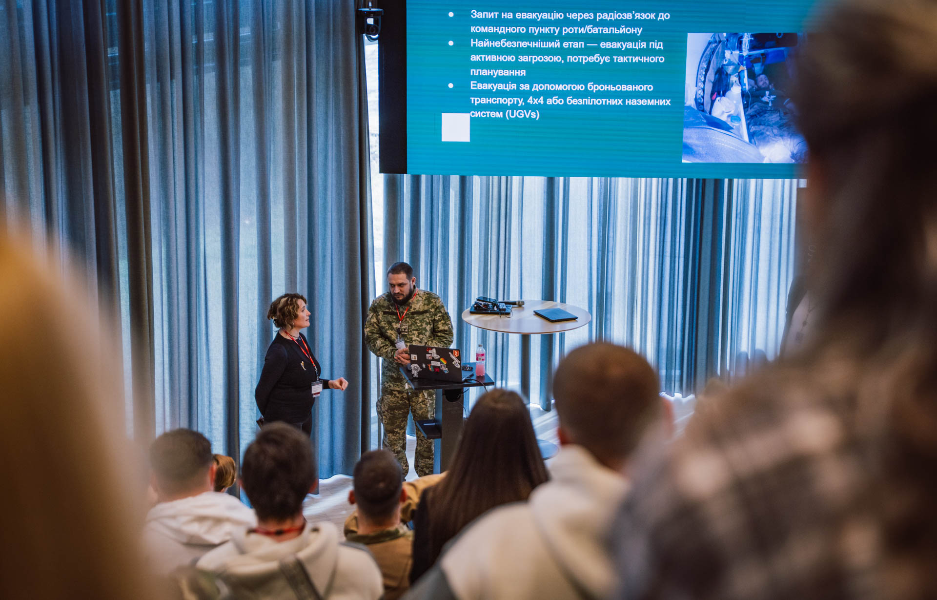 Ukrainian combat medics visiting Systematic headquarters