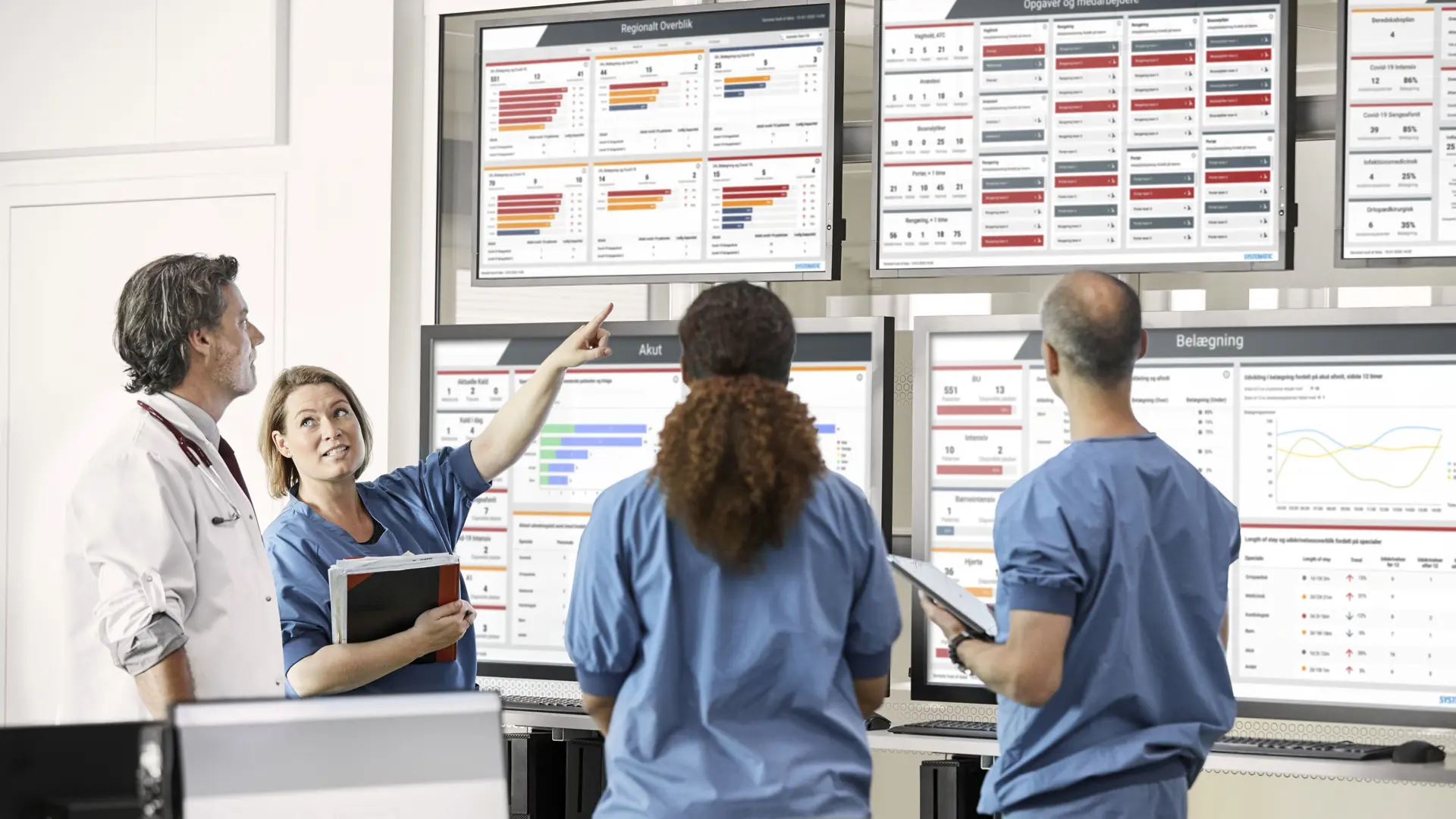 Klinikere kigger på computere med Columna Flow