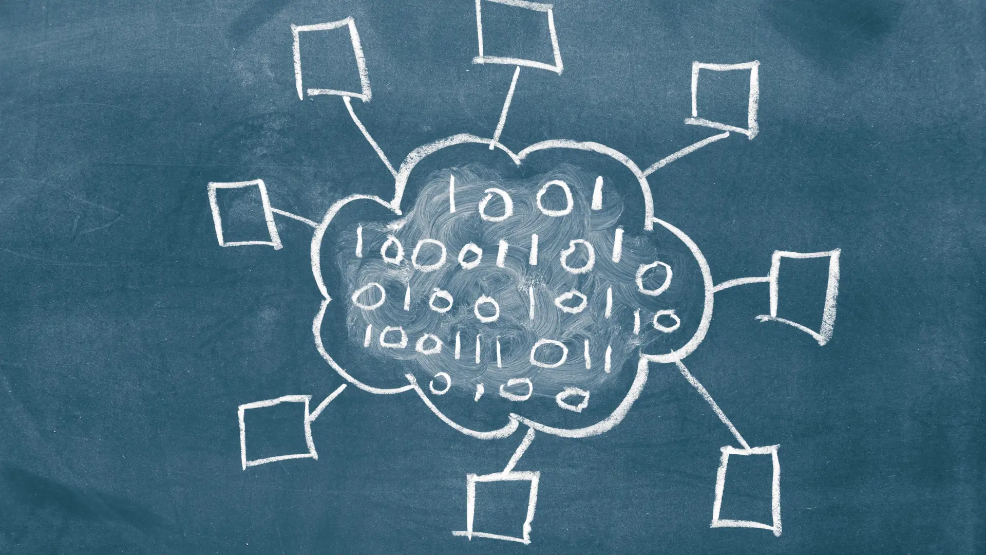 Cloud solution drawn on a blackboard