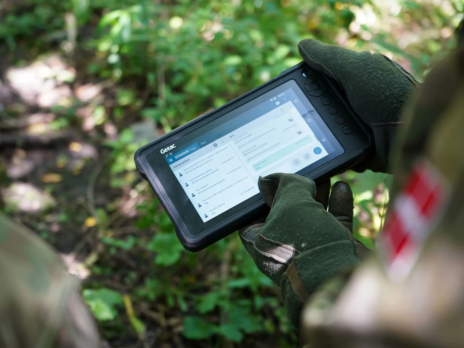 Soldier With Sitaware Edge In Woods