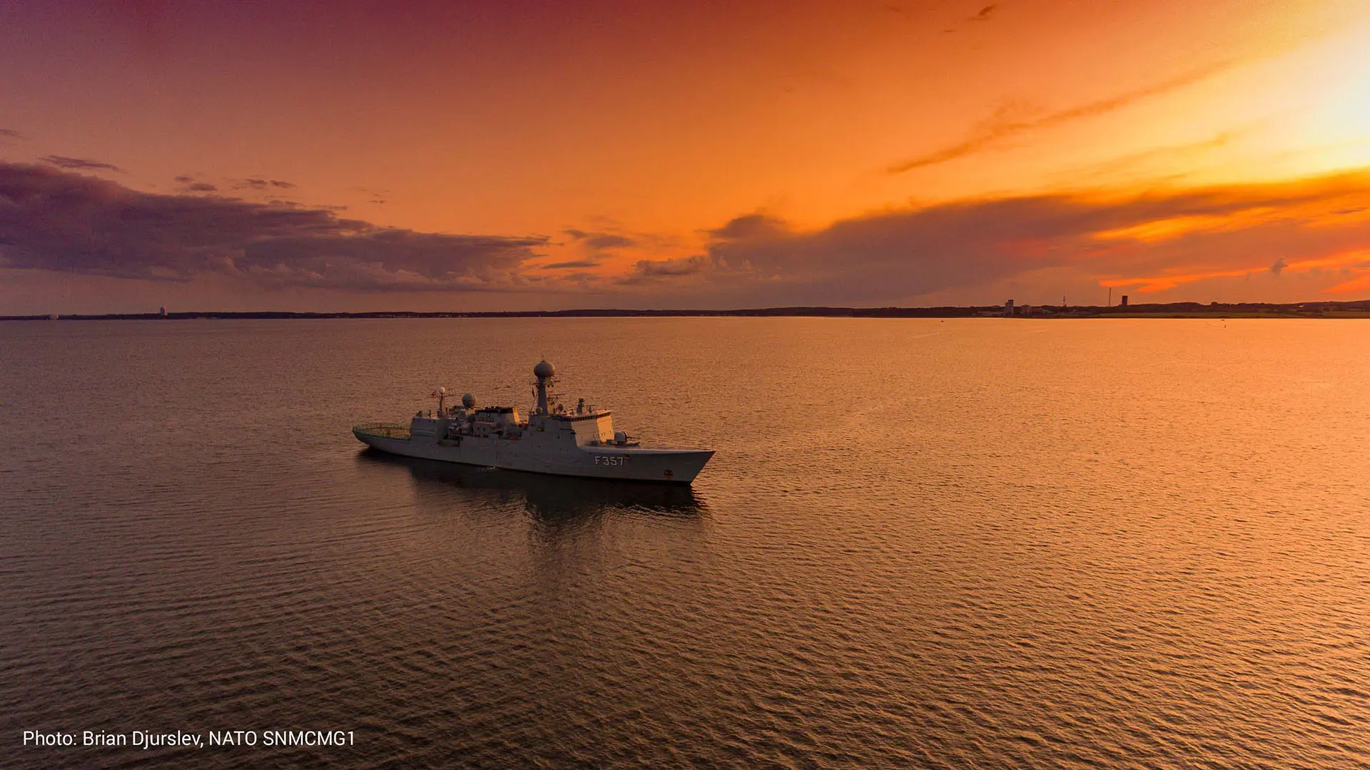 F357 HDMS Thetis At Sunset