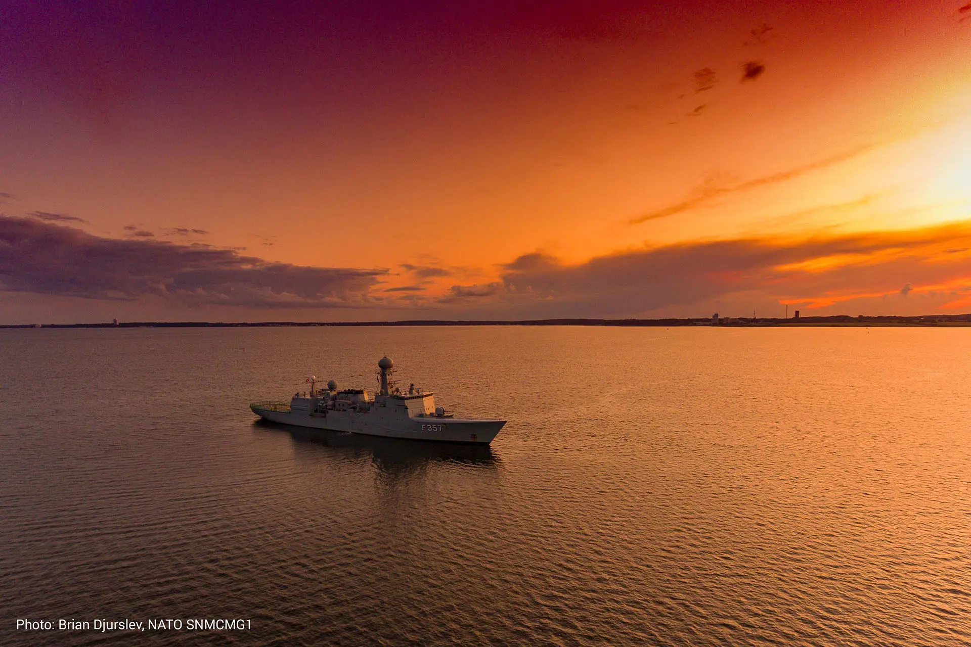 F357 HDMS Thetis At Sunset