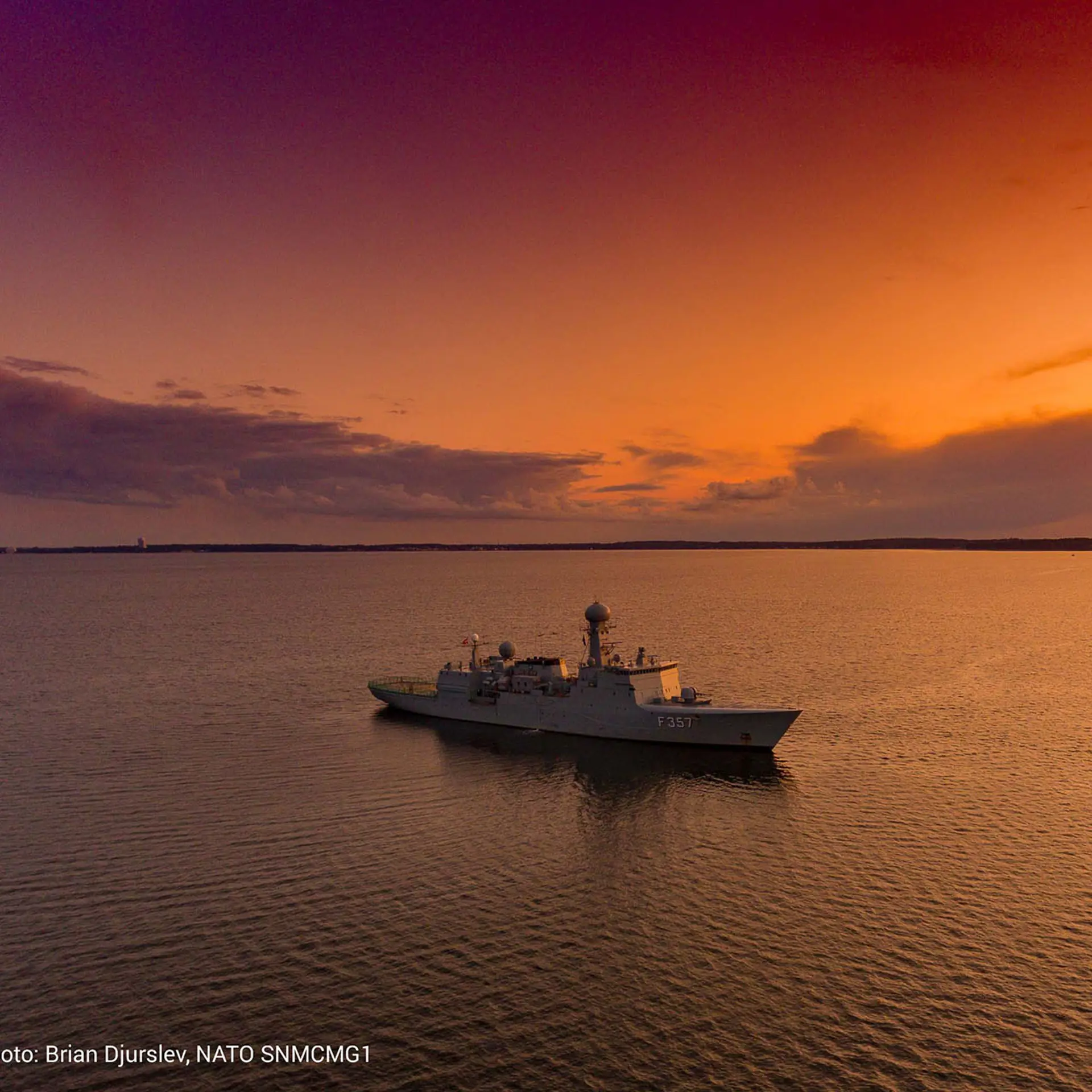 F357 HDMS Thetis At Sunset