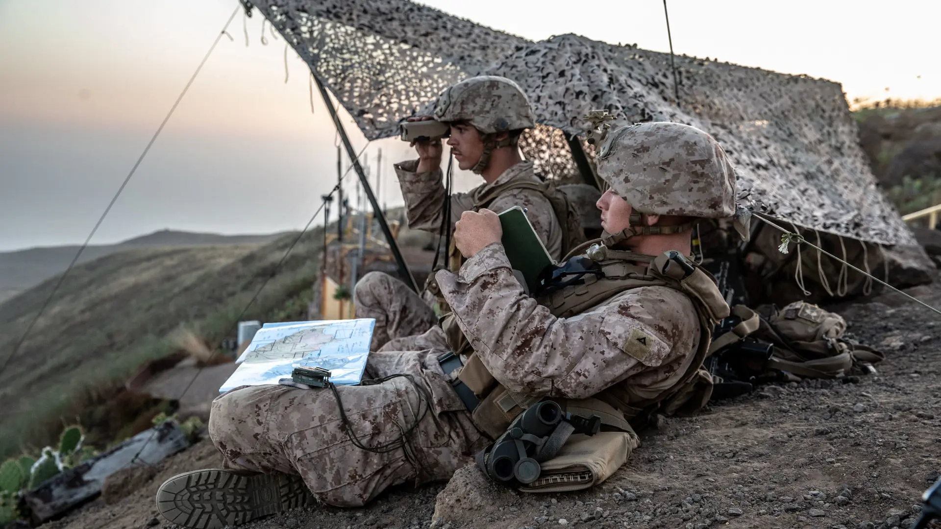 Soldiers scouting an area