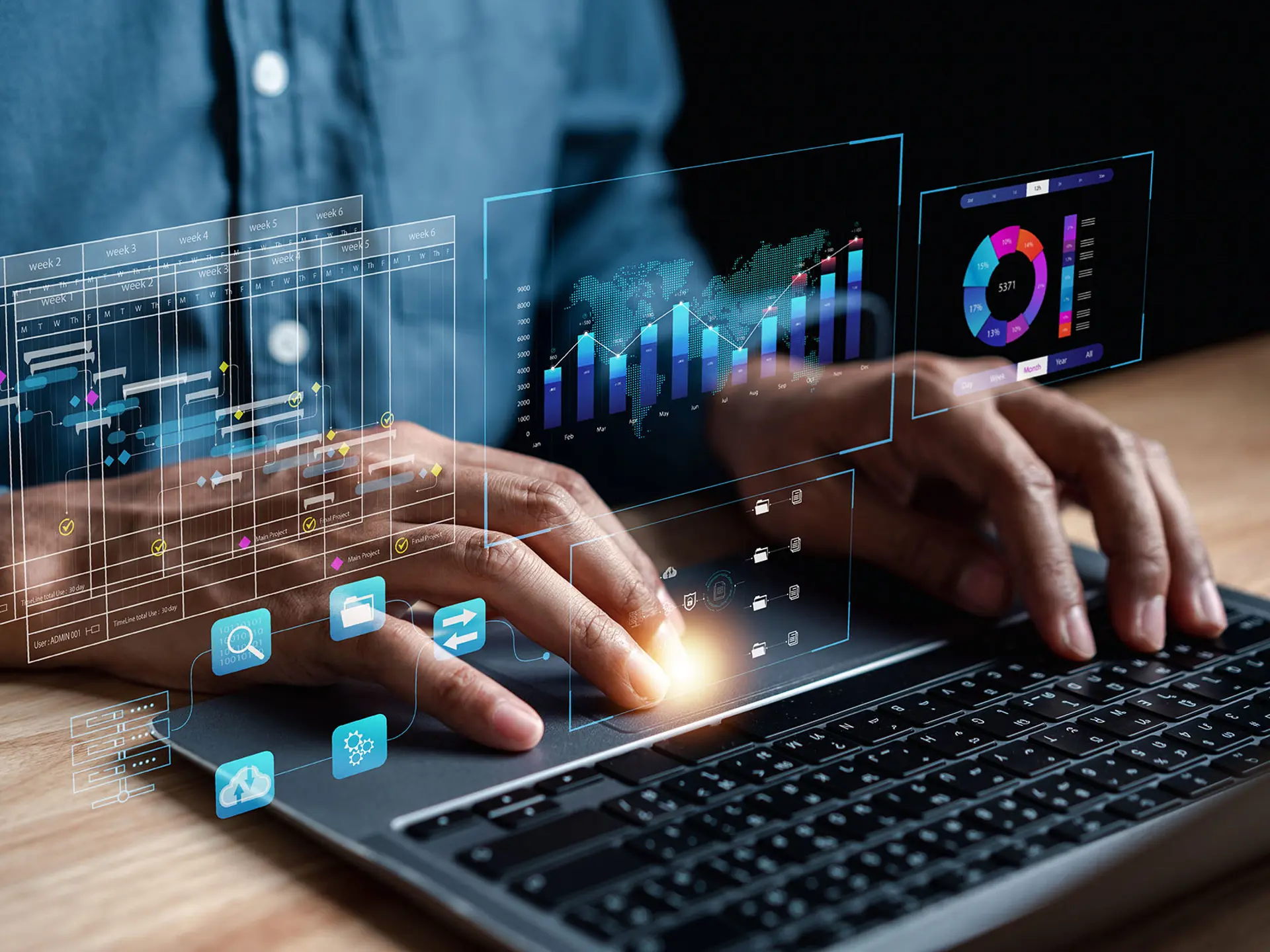 Analyst Working In Business Analytics And Data Management System