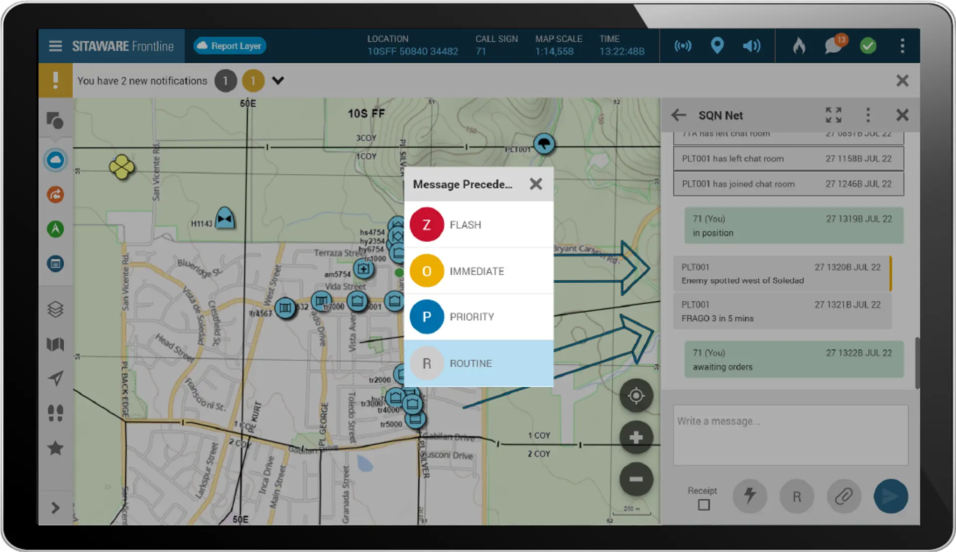 Tablet with SitaWare Frontline 3.3 Integrated Chat