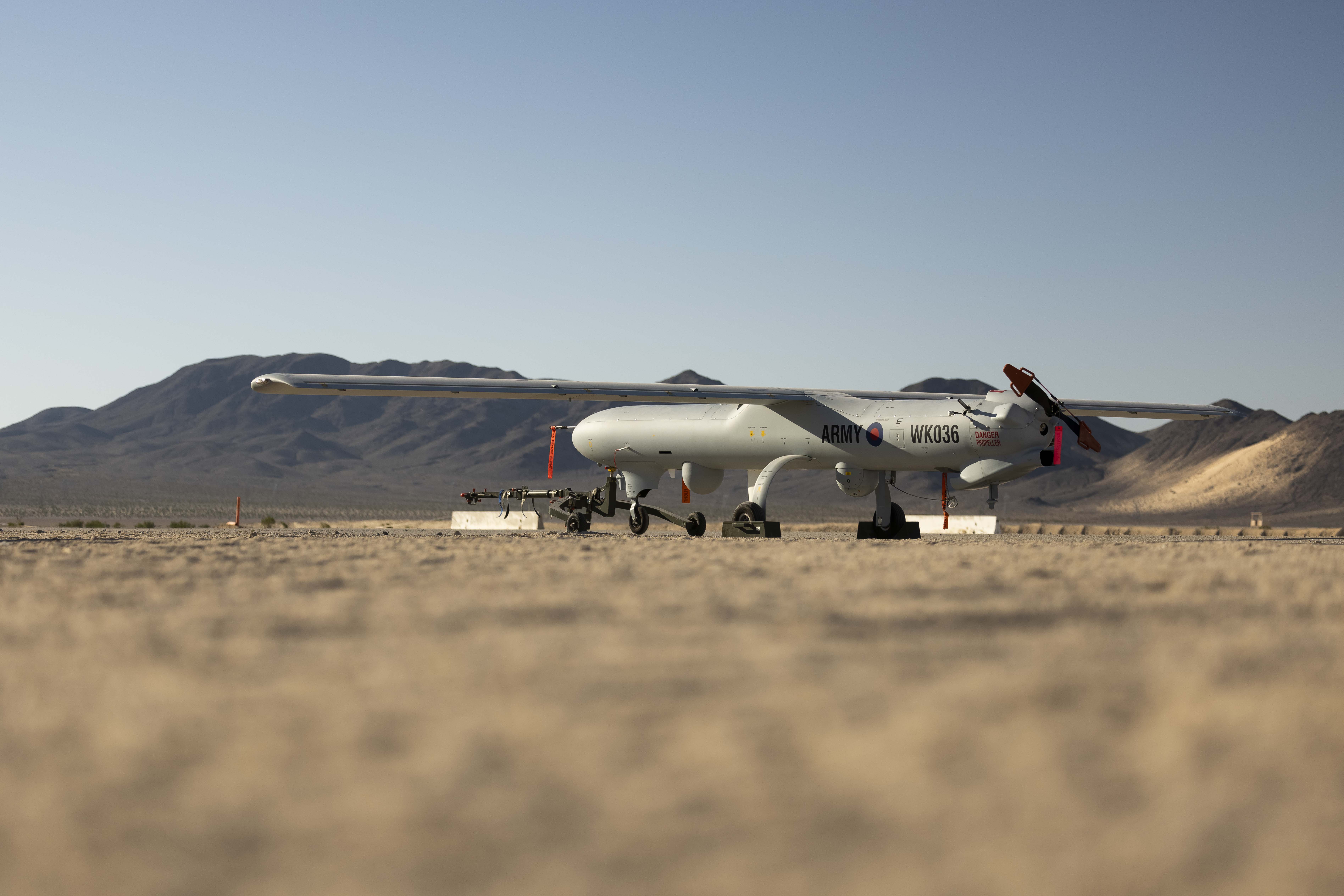 Military plane and desert