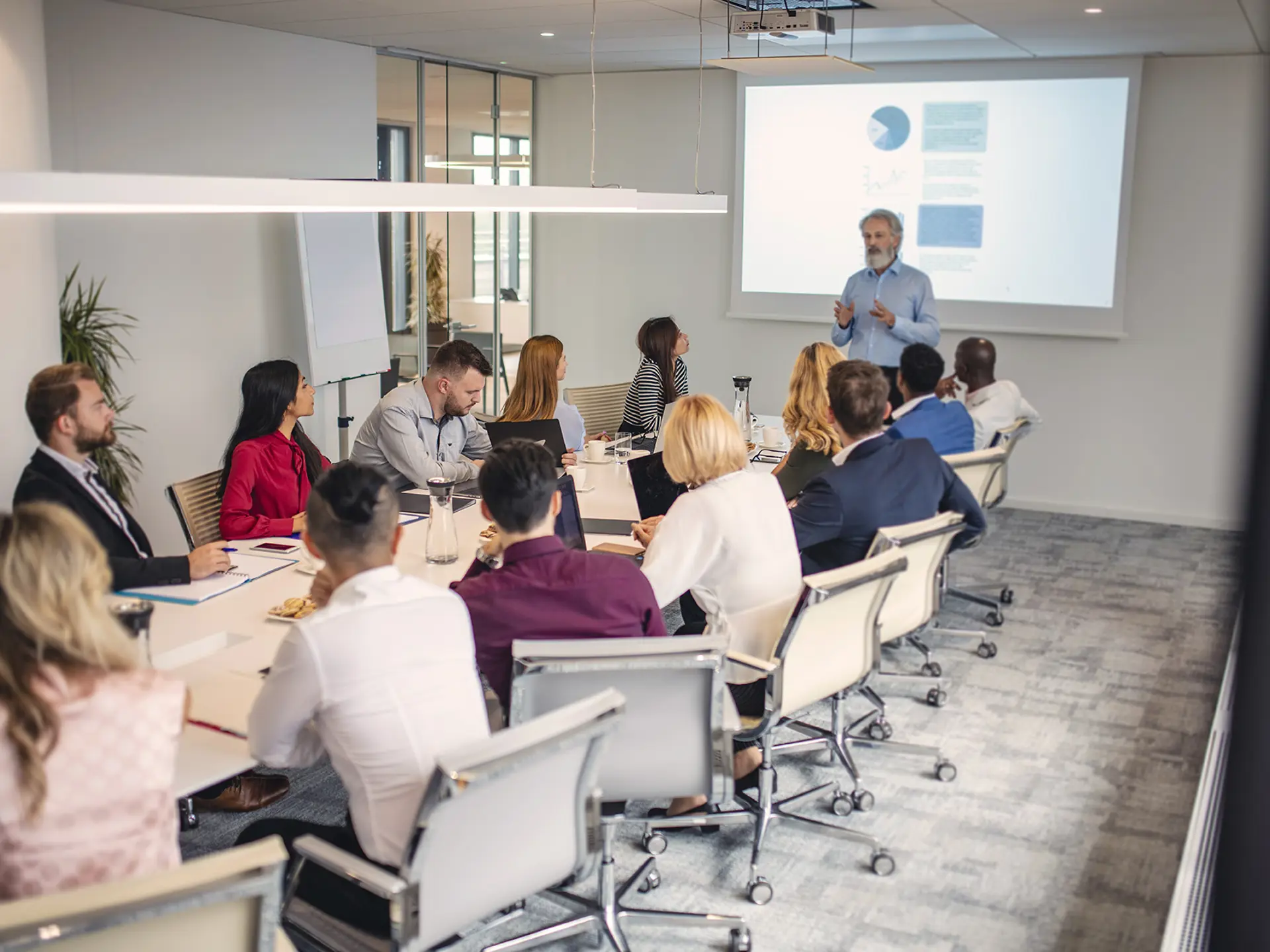 People collaborating in a meeting room 