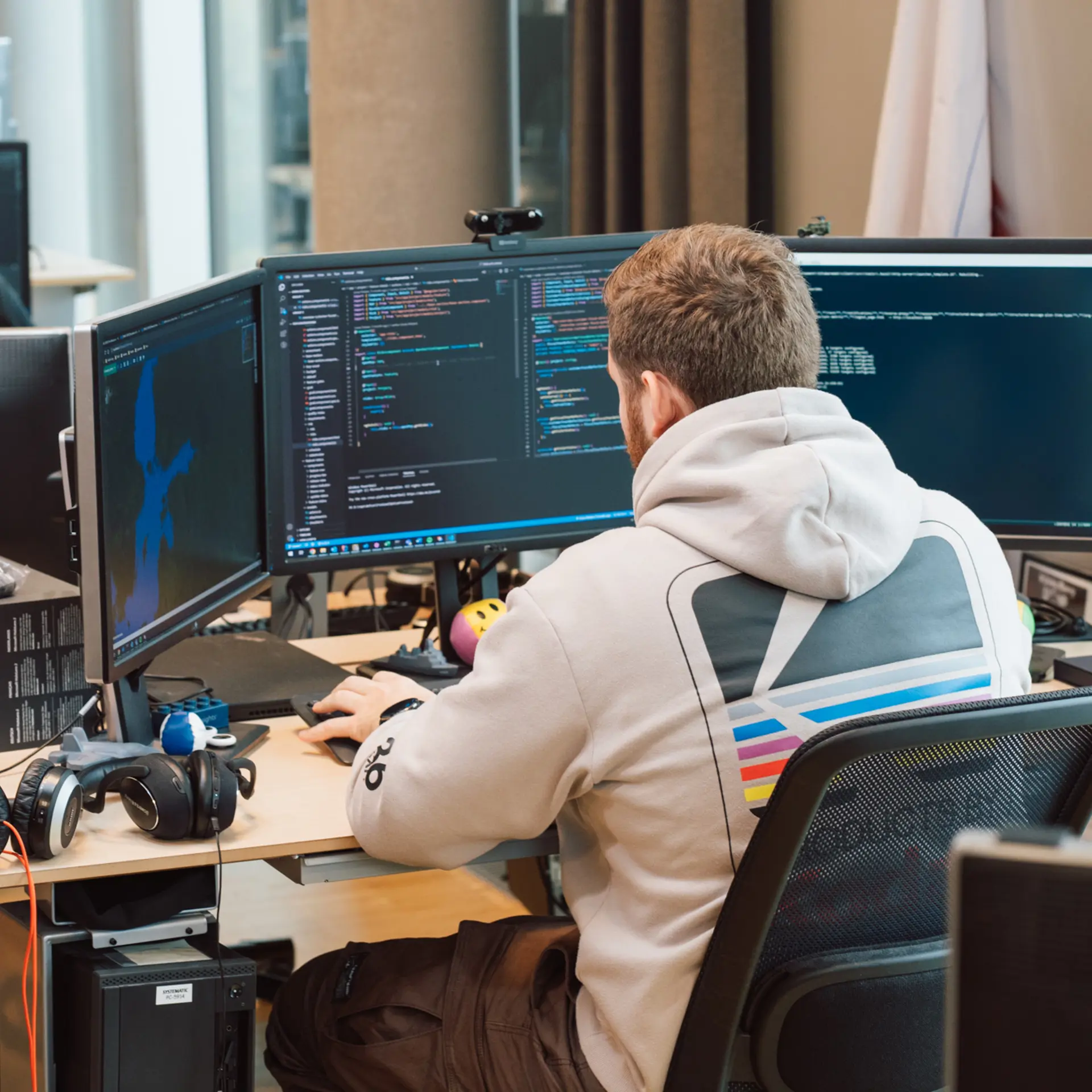 Software developer at the computer