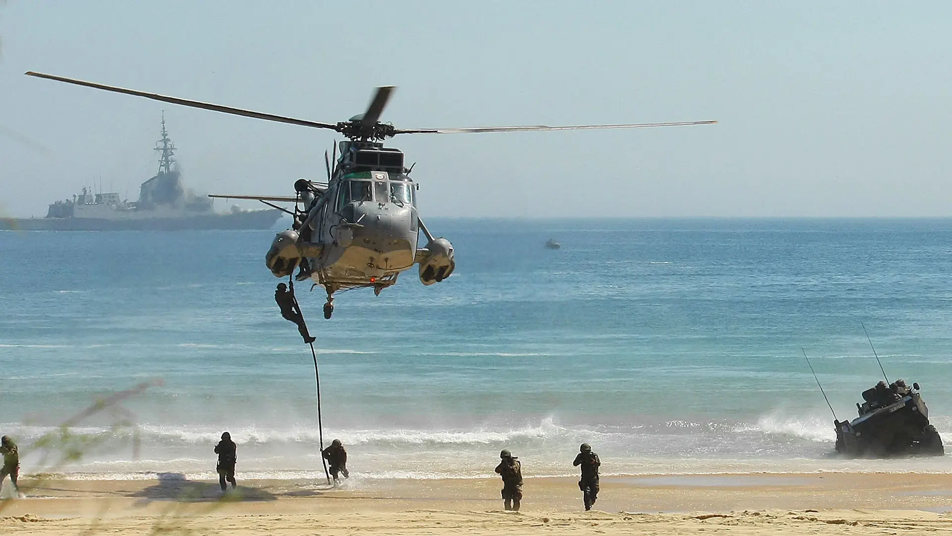 Marines wading ashore