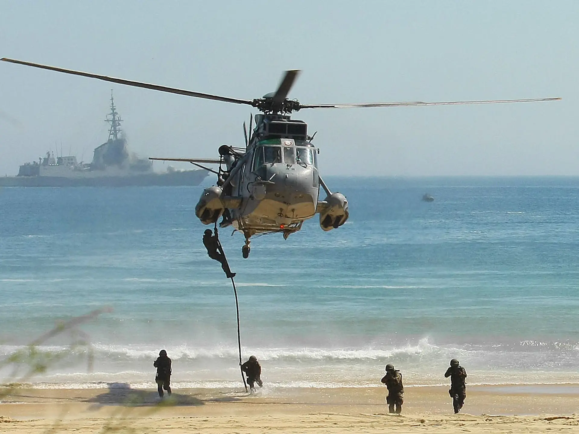 Marines wading ashore