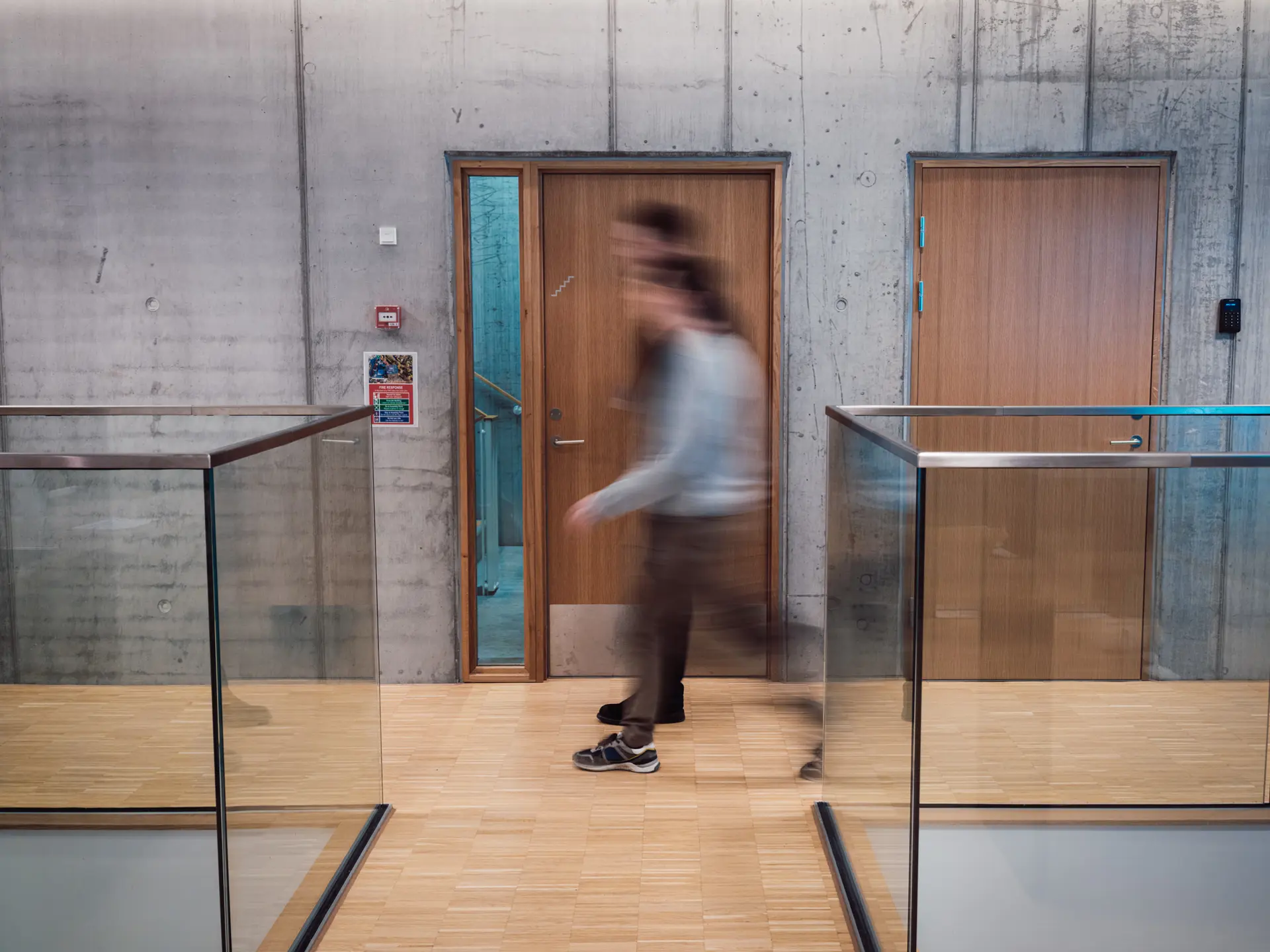 Employees walking