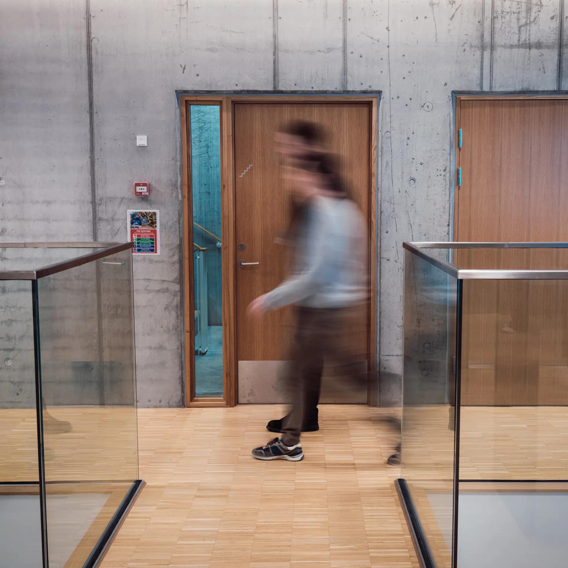 Employees walking