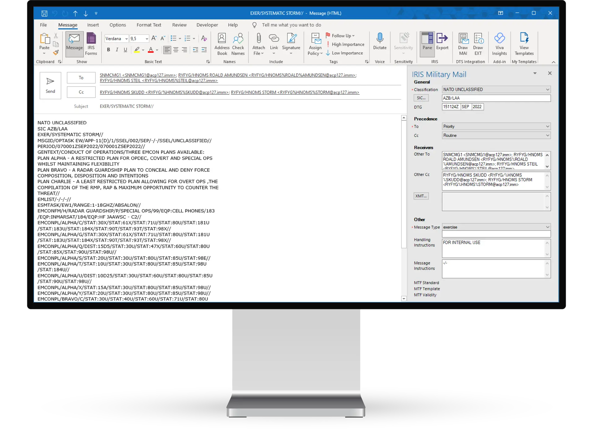 IRIS Military Mail Classification Mockup