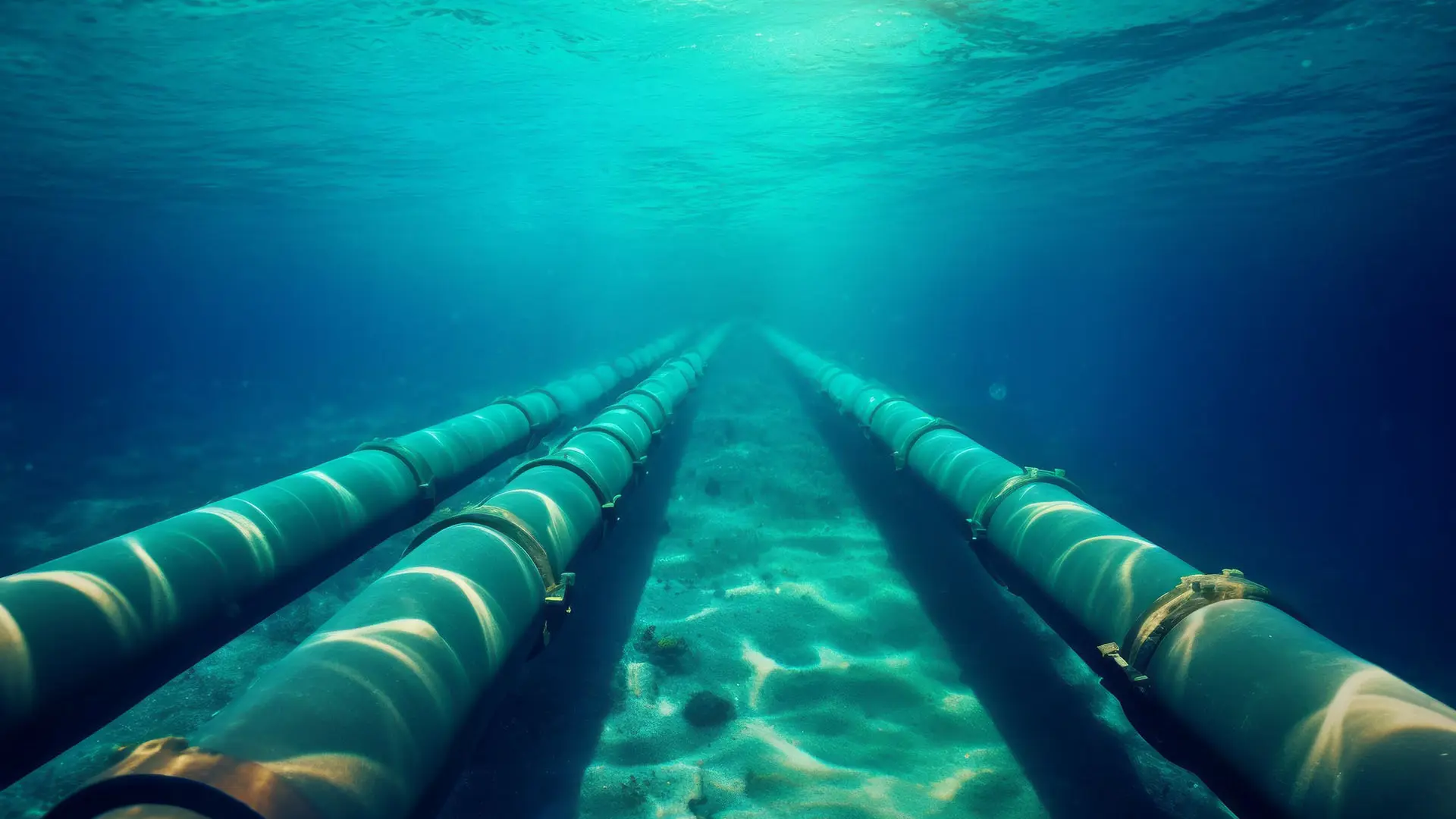 Underwater Cables At The Bottom Of The Sea