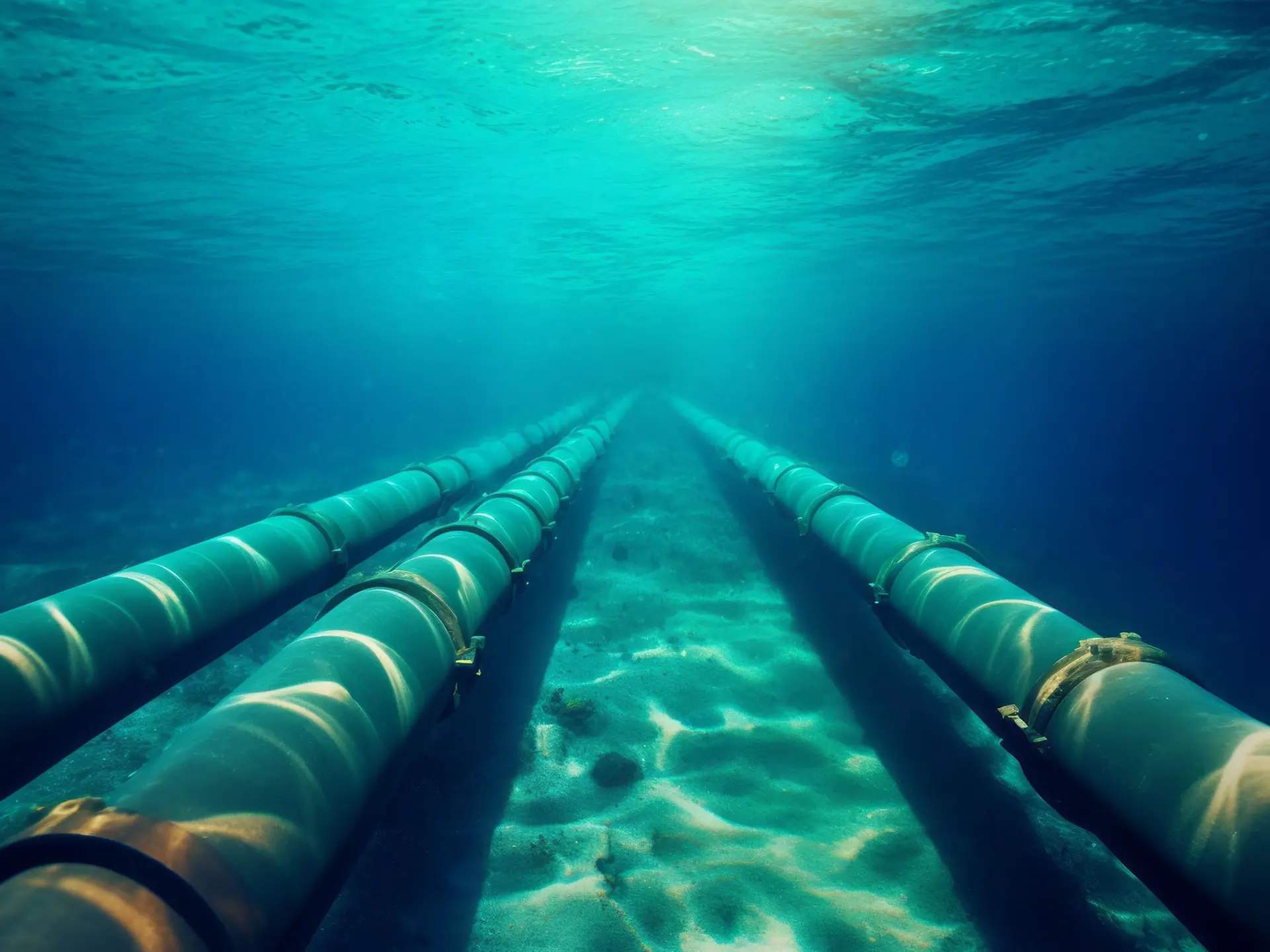 Underwater Cables At The Bottom Of The Sea