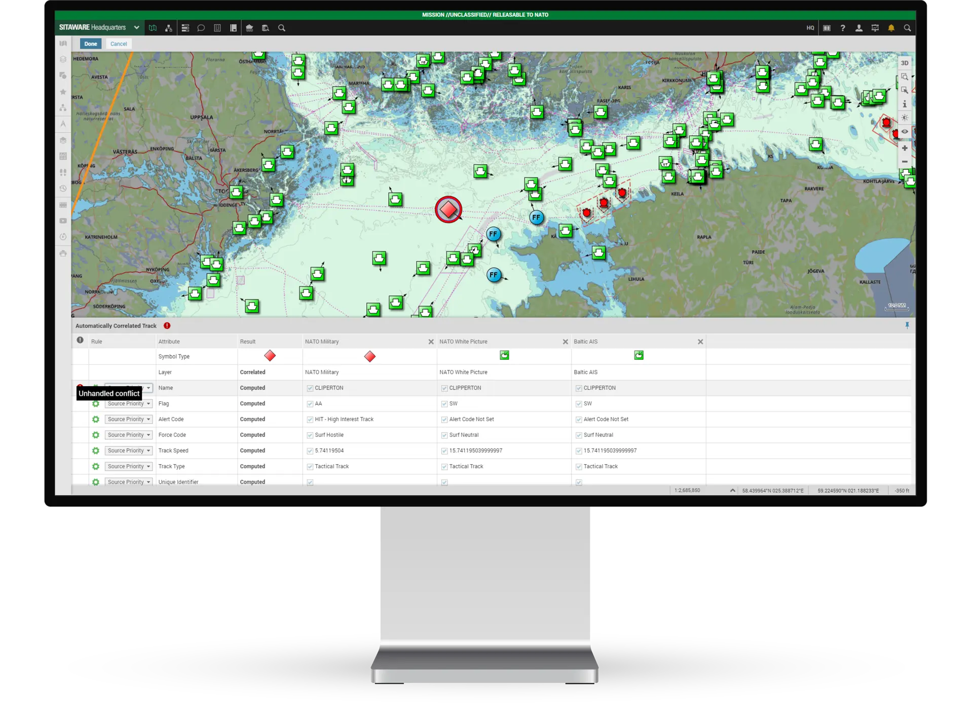 SitaWare Fusion: track correlation