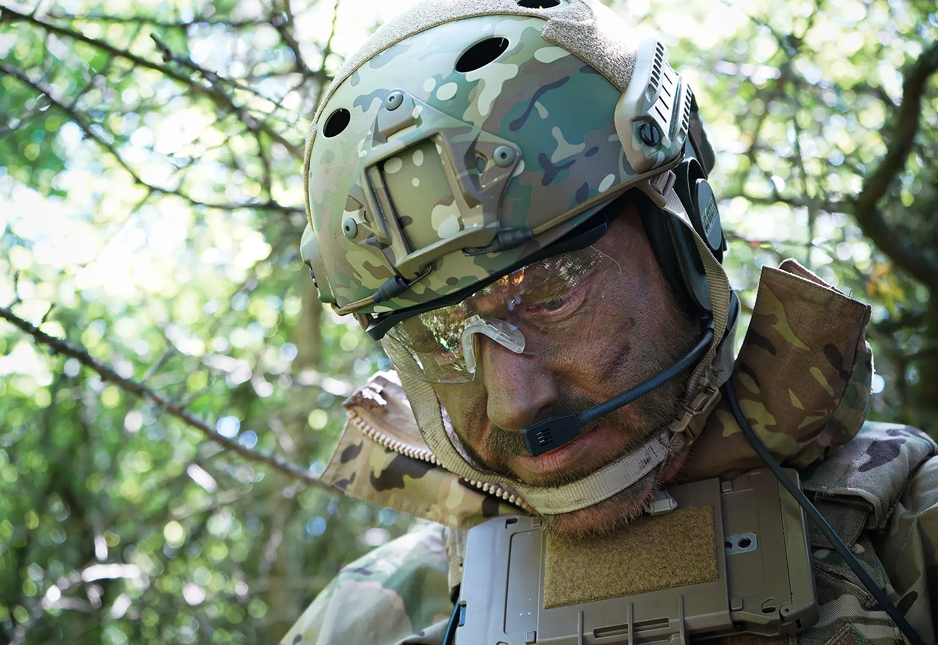 Soldier With Sitaware Edge In Woods