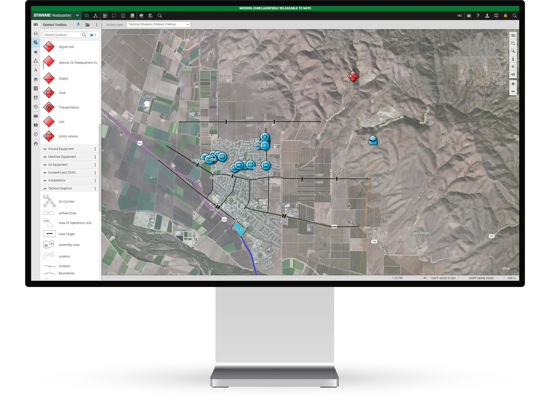 Computer with SitaWare Headquaters Land Plan Tactical BFT