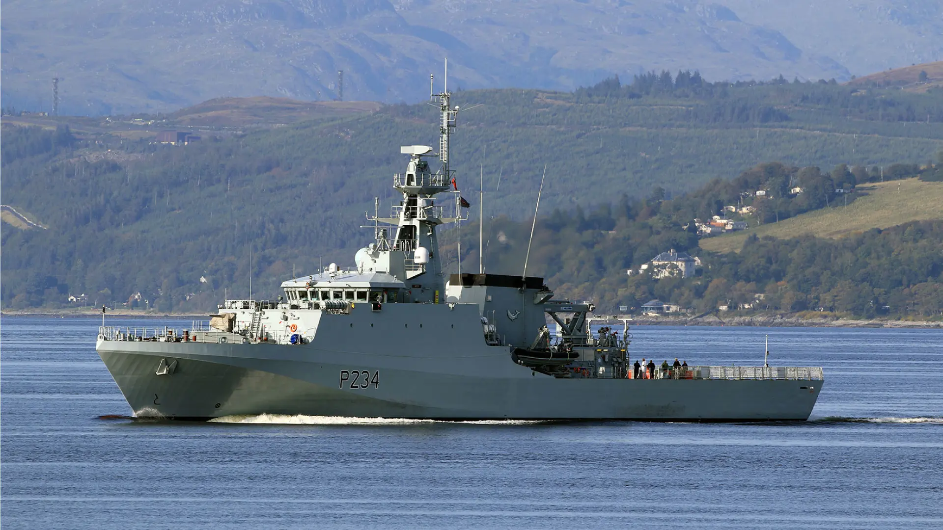 Military ship in UK waters using maritime situational awareness